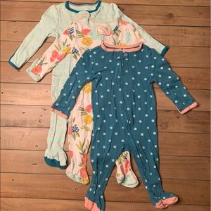 Bundle 3 Baby Girl Footed Onesies